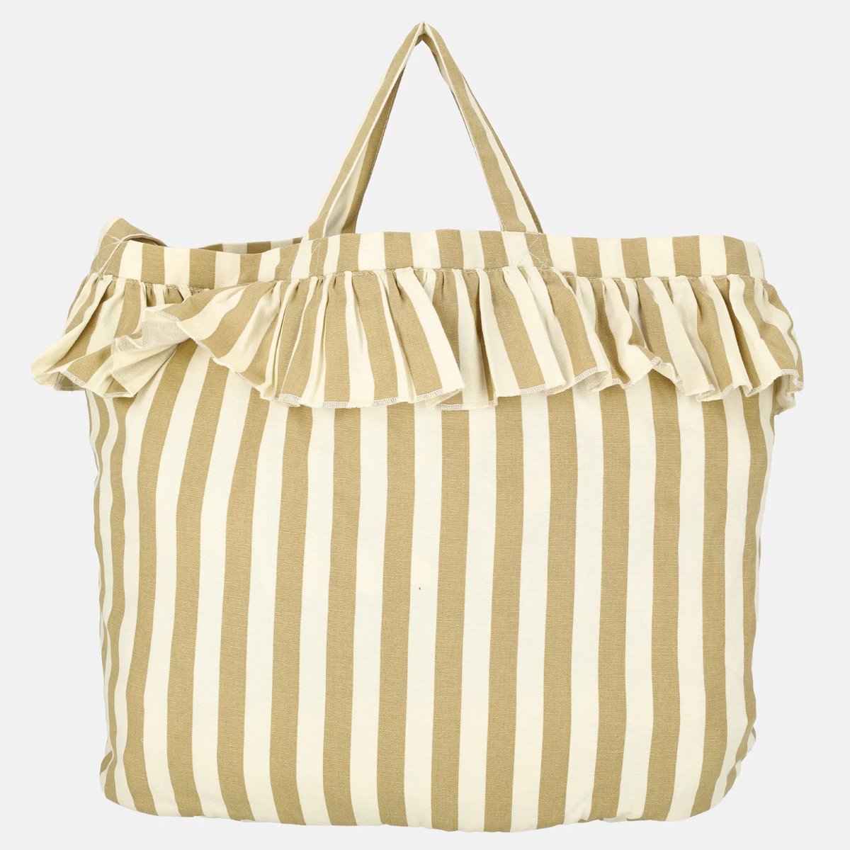 Wildride® Schoudertas met Ruches - Stijlvolle Damestas van Gerecycled Katoen - Shopper - Beige Streep - afbeelding 3