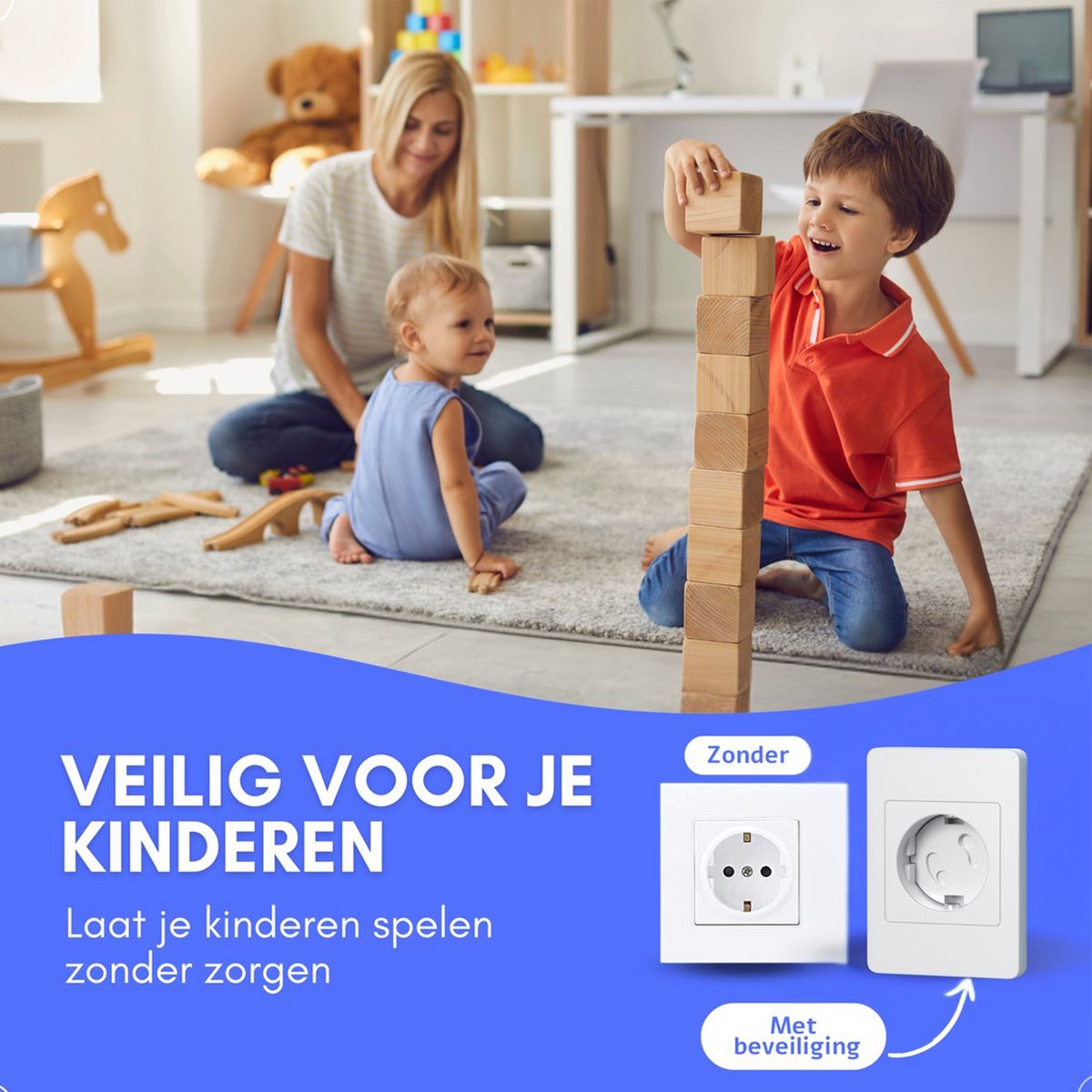 Hëndig Stopcontactbeveiliging 12 stuks - PAST ALLEEN IN NEDERLAND - Kinderbeveiliging - Stopcontactbeschermers - Met Verwijdertool - Wit - afbeelding 2