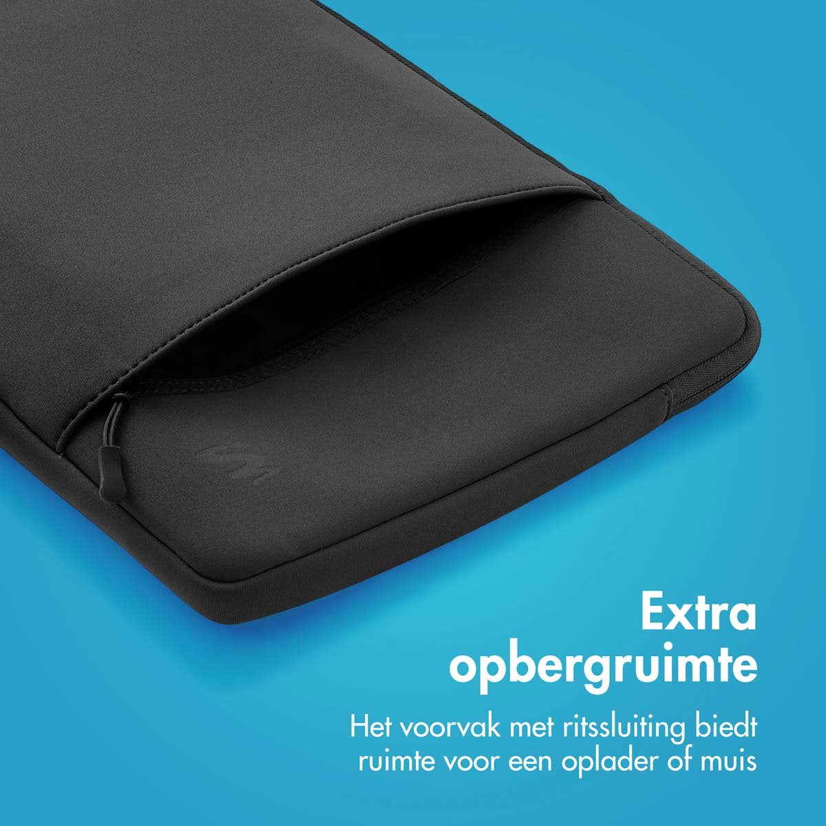 imoshion Laptop sleeve met vak - Laptop Hoes geschikt voor 15 / 15.3 / 15.6 / 16 / 16.2 inch - Zwart - afbeelding 4