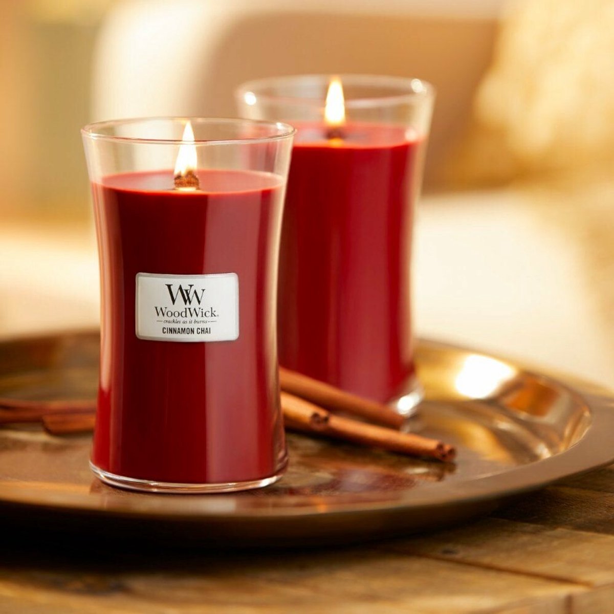 WoodWick Hourglass Large Geurkaars - Cinnamon Chai - 130 branduren - afbeelding 3