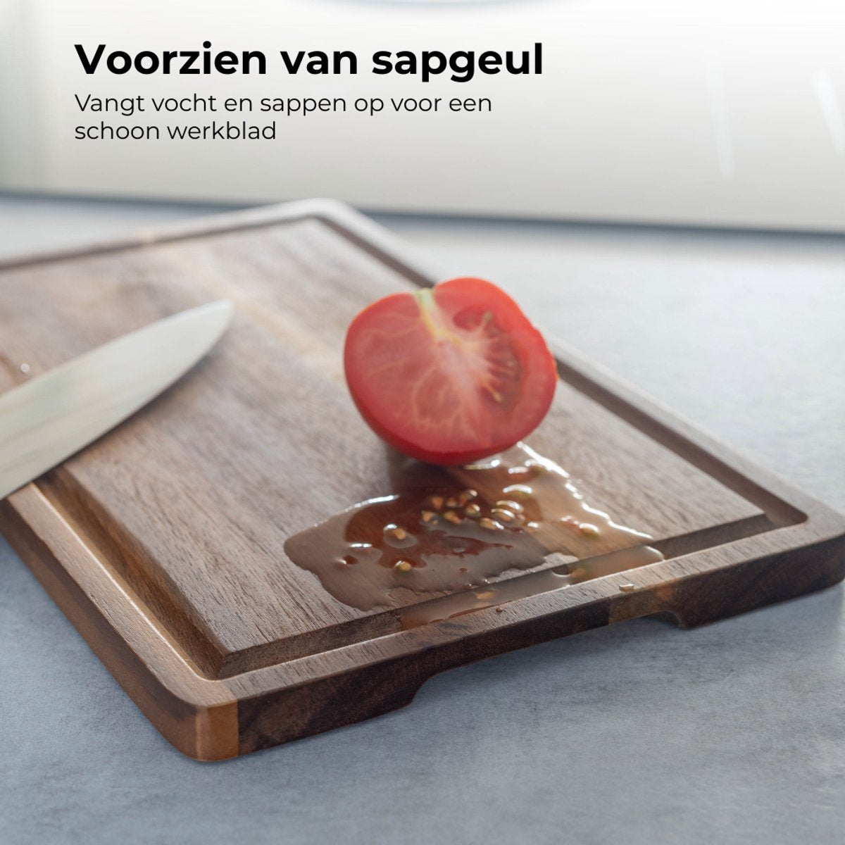 Organess 3-Delige Snijplankenset (38x25.3 / 30.5x20 / 23x15.2 cm) - Voor Keuken, Snijplanken, Serveerplank, Kaasplank, Borrelplank en Tapasplank - Snijplank Acacia Hout - afbeelding 3