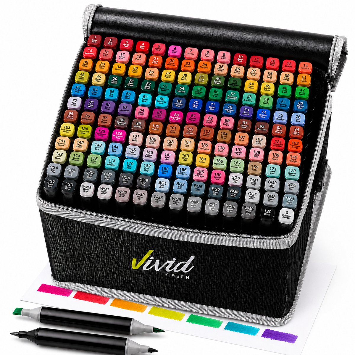 Twinmarkers 168 stuks voor volwassenen - Alcohol markers - Stiften - Markeerstiften - Vivid Green - afbeelding 1
