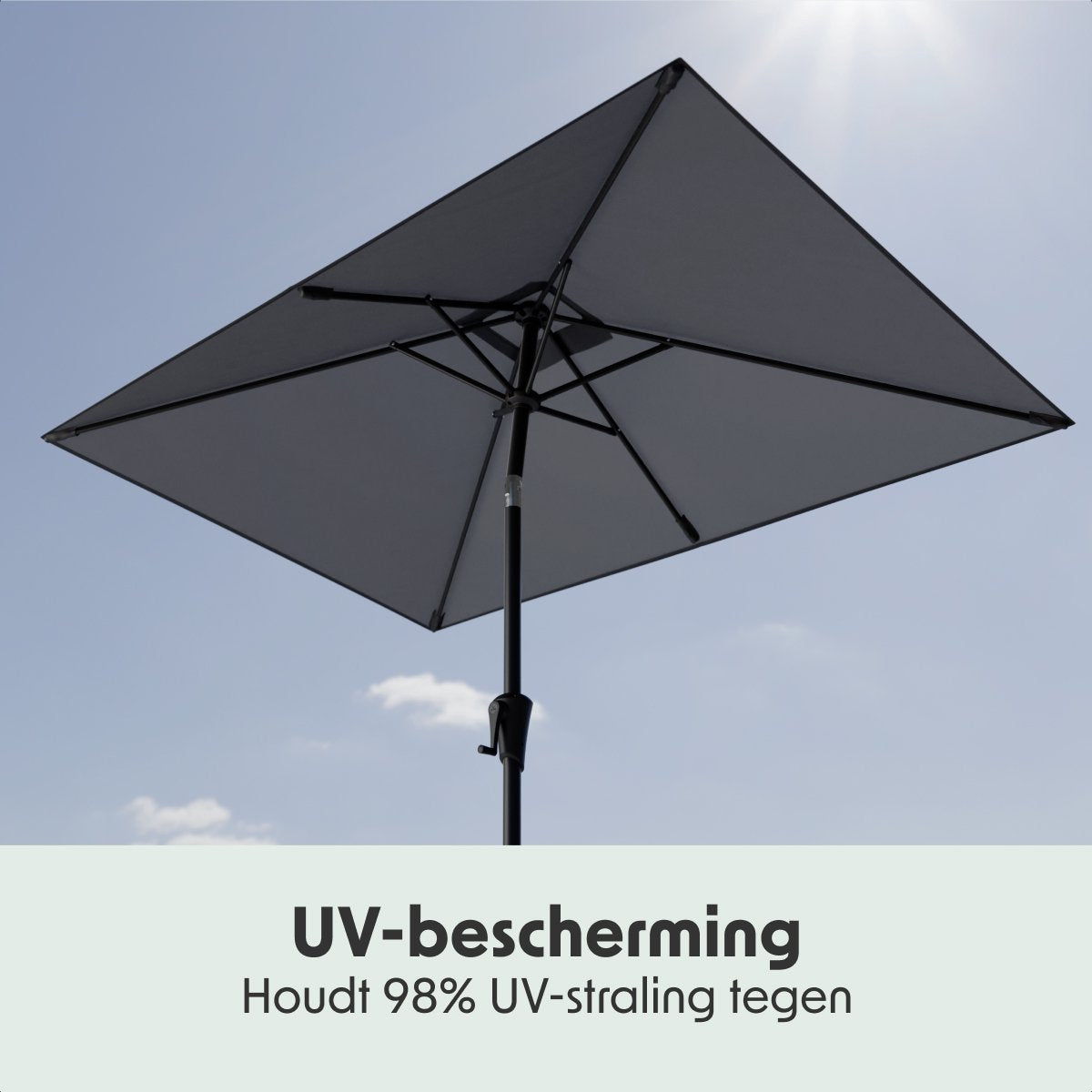 LifeGoods Parasol - Tuin - 205x136cm - 30° Kantelbaar - Waterdicht - UPF50+ - Donkergrijs - afbeelding 5