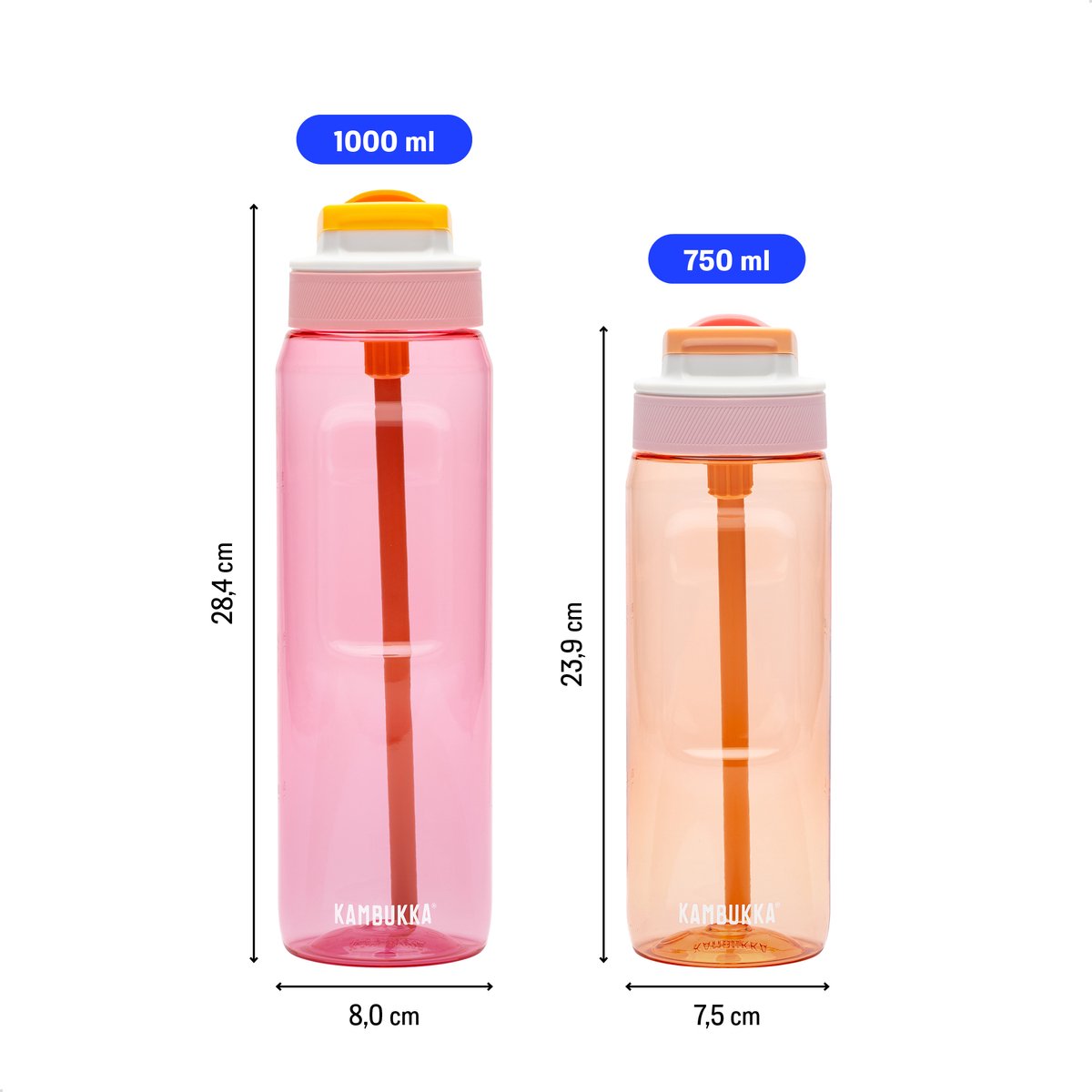 Kambukka Lagoon waterfles 750ml - Mango Tango met geïntegreerd rietje - 100% lekvrij - afbeelding 2