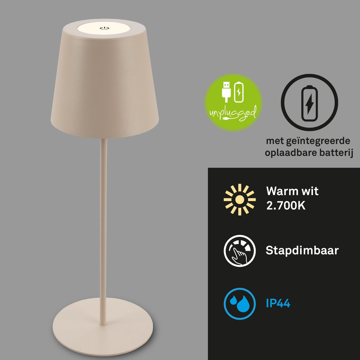 BRILONER Kiki - Set van 2 Tafellampen opllaadbaar - dimbaar - afbeelding 5
