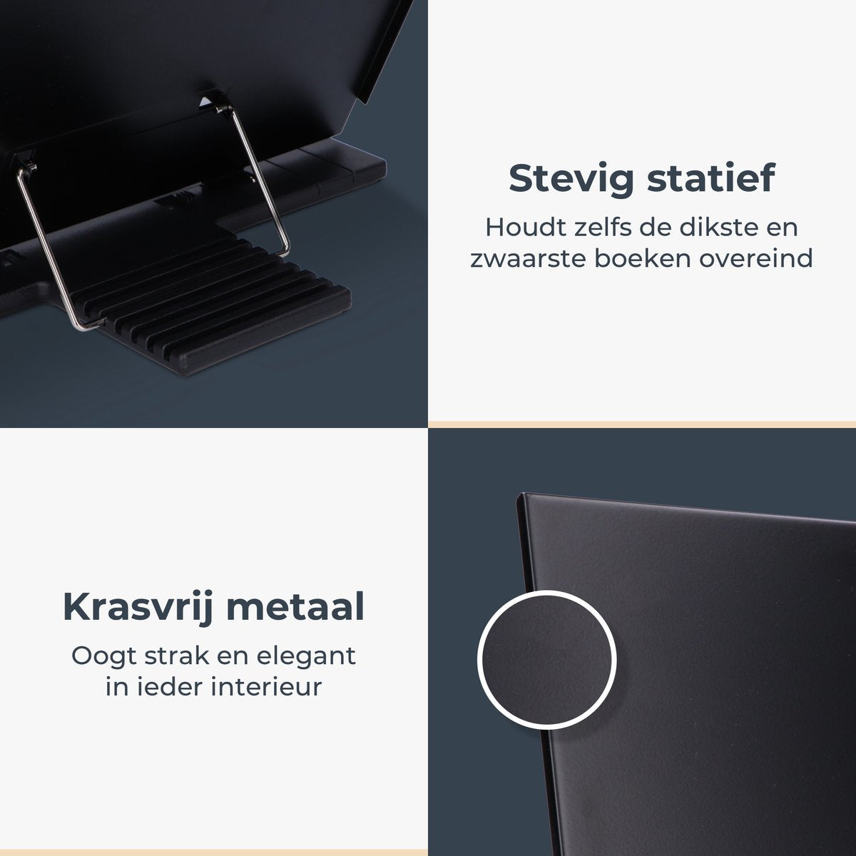 Castagnola Verstelbare Boekenstandaard - Boekenhouder met 7 Standen - Kookboekhouder Metaal - Tablethouder Zwart - Anti Slip Leesstandaard - Boekensteun - afbeelding 3