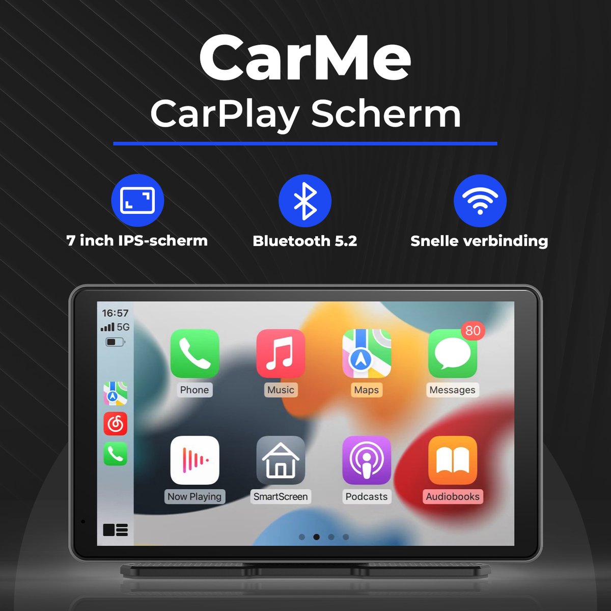 CarMe CarPlay Scherm 7 Inch - Apple CarPlay & Android Auto (Draadloos) - Touchscreen - Navigatiesysteem auto - Geschikt voor Apple CarPlay & Android Auto - Android Auto scherm - afbeelding 2