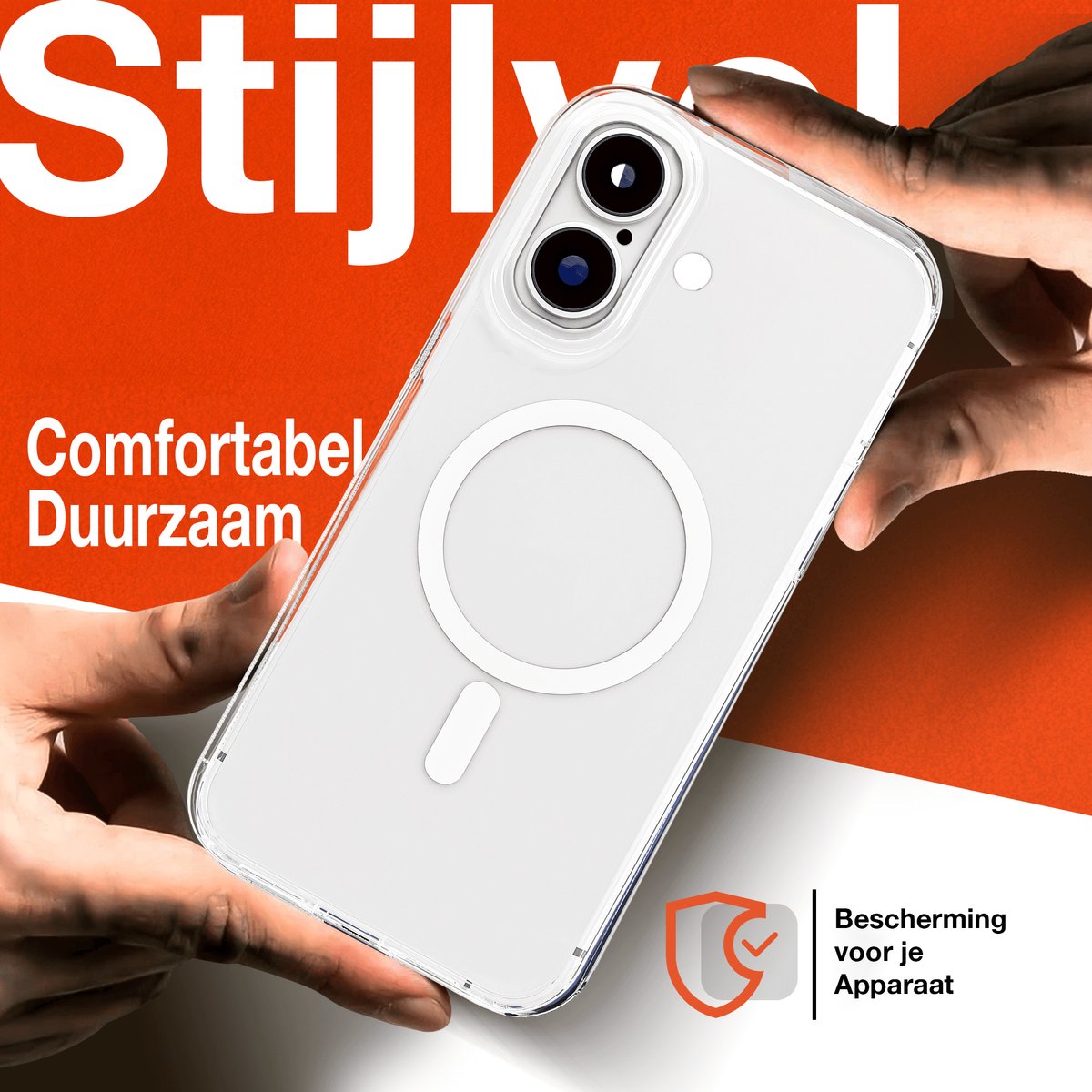 Hoesje - Geschikt voor iPhone 16 - Transparant - Geschikt voor MagSafe - Slank - Shock proof hoes - afbeelding 4