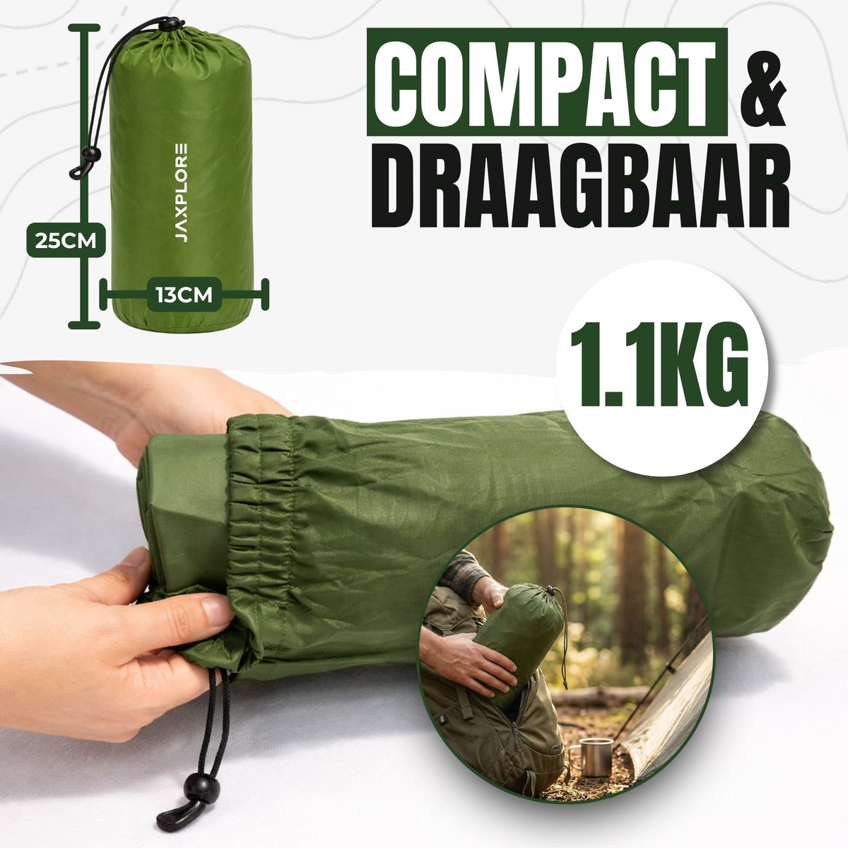 Jaxplore Slaapmat - Zelfopblazend met Ingebouwde Voetpomp & Hoofdkussen - 13cm Dik - Slaap Matje - Luchtbed 1 persoons - Koppelbaar - Camping matras - 200x70x13cm - afbeelding 3