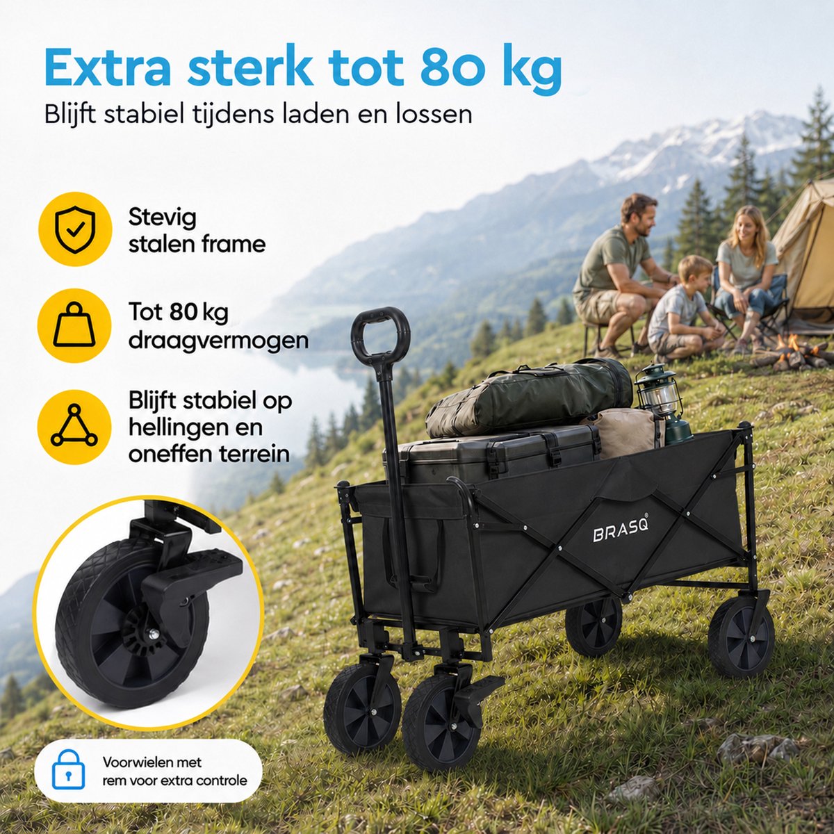 BRASQ Opvouwbare Bolderkar - 100 L - 80 kg - afbeelding 2