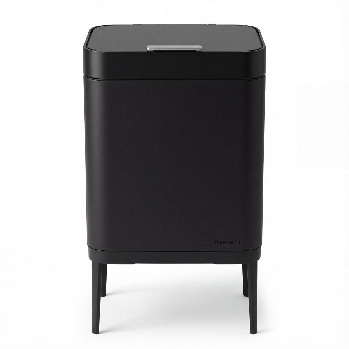 Prullenbak 60 liter - Inclusief afvalscheiderringen 2x 30 liter - 2 vakken - RVS - Zwart - 42x33x76cm - STAUS&BACH Nuvio - afbeelding 1