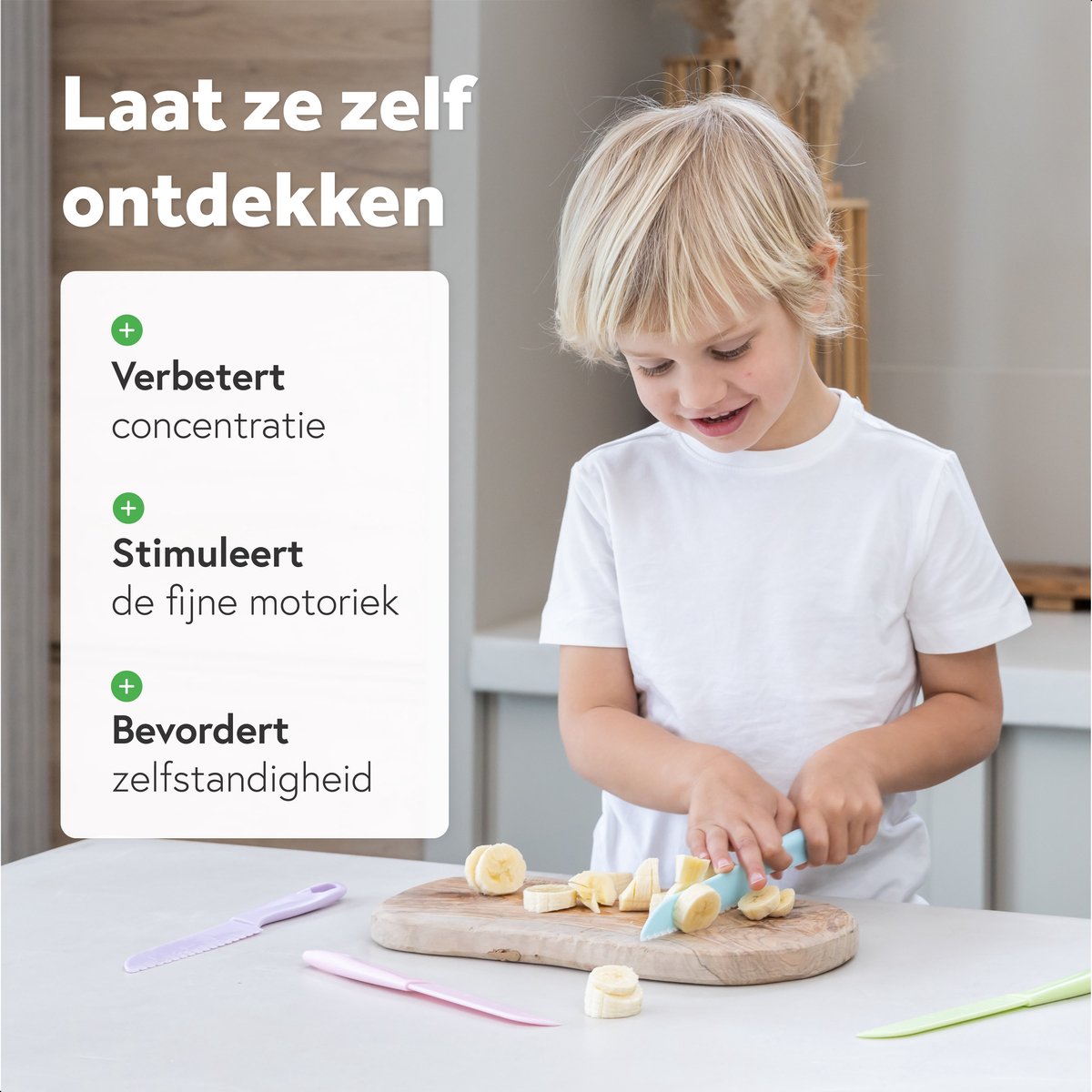 Kindermessen set - 4 Delig - Montessori mes - Koken kinderen - Zelfstandig koken - Kindvriendelijk materiaal - Qwali - afbeelding 3