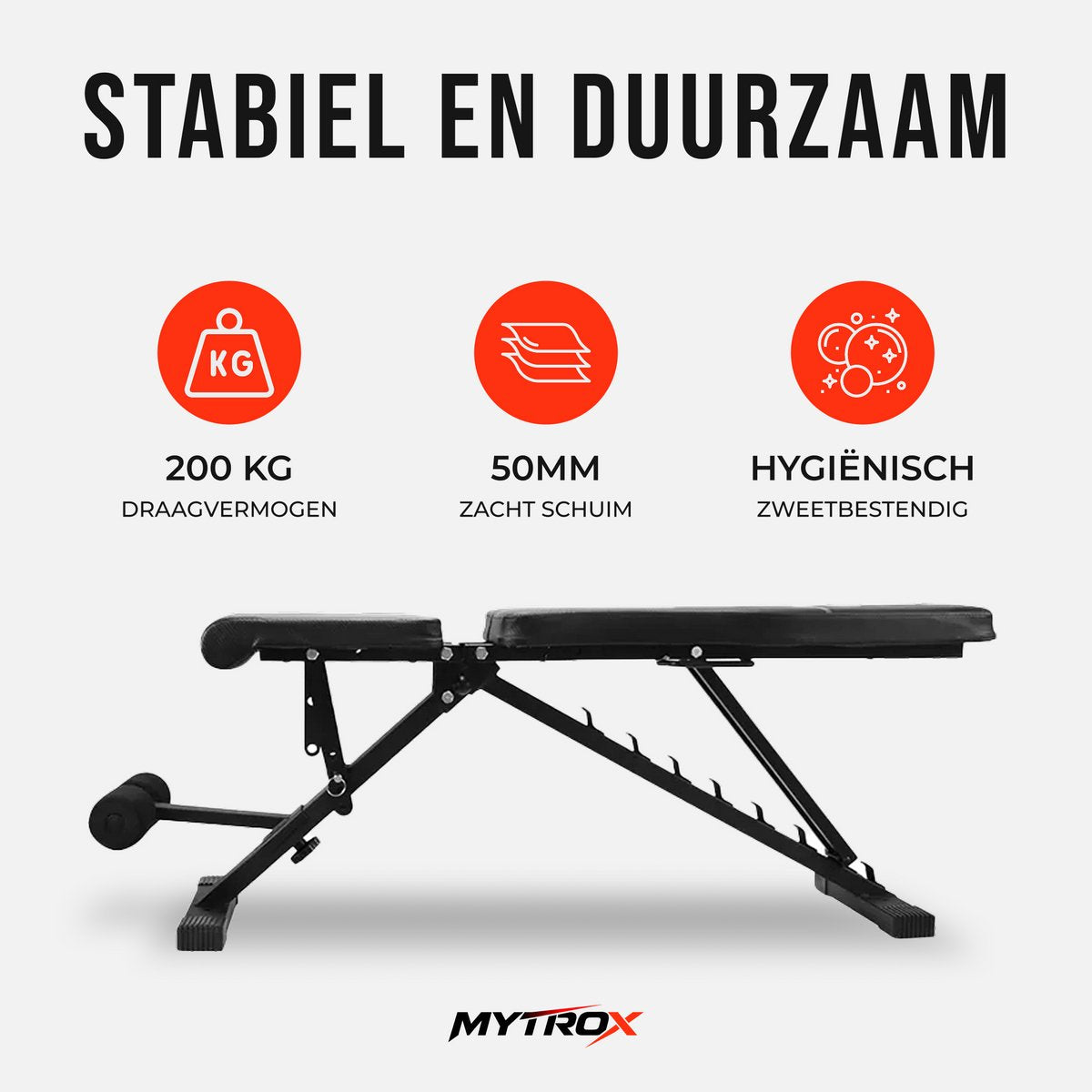 Mytrox Fitnessbank - Halterbank tot 300KG - Verstelbaar en inklapbaar - Geen montage nodig - Licht en robuust - afbeelding 3