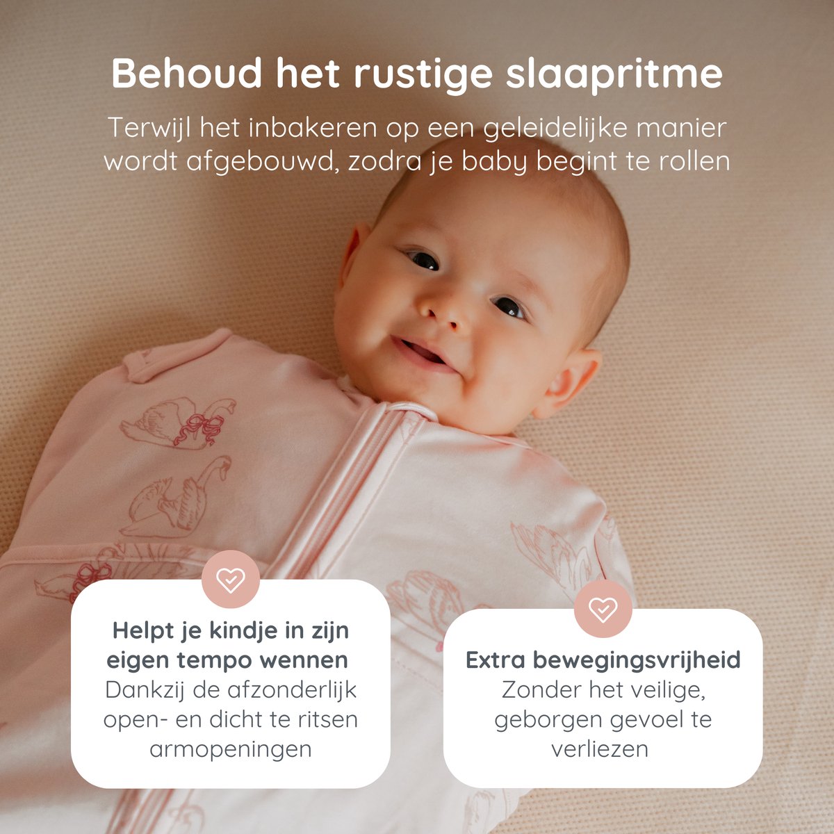 Puckababy Mini Inbakerslaapzakje - 3-6m - Swans - TOG 0.5 - afbeelding 2