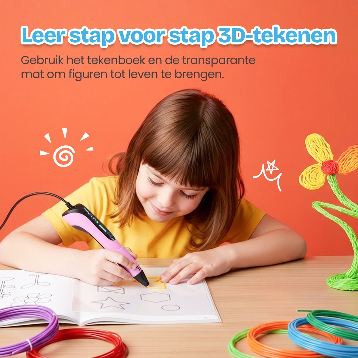TinyPlay 3D Pen Starterspakket XXL - 100 m PLA Filament - afbeelding 4
