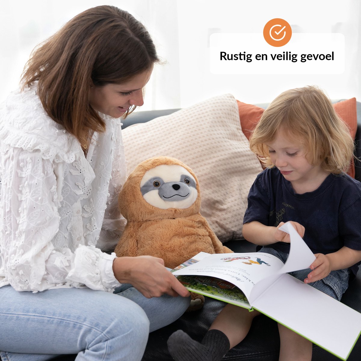 Verzwaringsknuffel Luiaard 2,3 KG - Weighted Stuffed Animal Sloth - Verzwaringsknuffel Volwassenen -Verzwarings Knuffel - Antistress Knuffel - Verzwaringsknuffel Kind Therapeutisch Speelgoed, Machinewasbaar - Stressverlichting en Focus - afbeelding 4