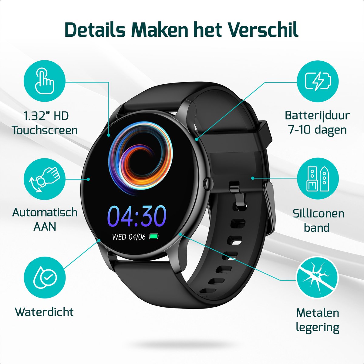 FITAGE Sporthorloge met GPS - Smartwatch Stappenteller Horloge - Activity Tracker - Zwart - afbeelding 5
