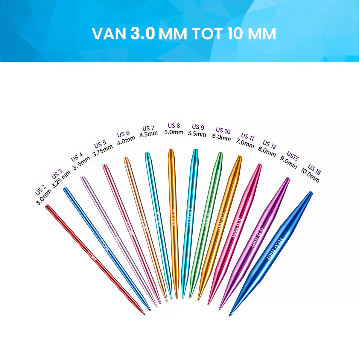 YONO Rondbreinaalden Set Verwisselbaar - Breinaalden zonder Knop - Haaknaalden - 27 Delig - afbeelding 2