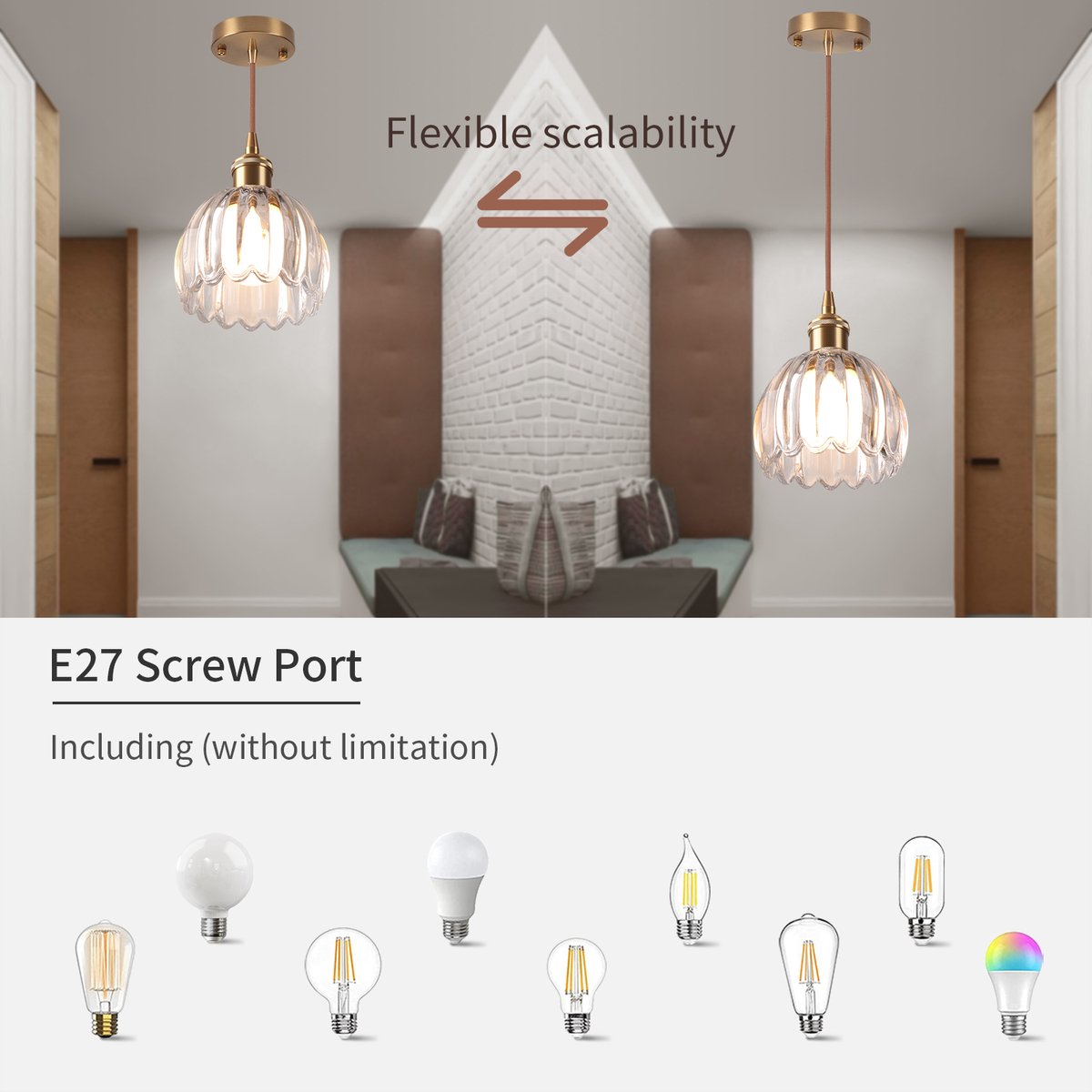 Hanglamp van Glas Vintage Kroonluchter voor Woonkamer Slaapkamer Keuken Transparant - afbeelding 5