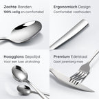 Deleca 12 Persoons Bestekset Essential (72-delig) - Lepels, Messen, Vorken, Steakmessen & Gebaksvorkjes - Vaatwasserbestendig Bestek - Glanzend Zilver / Edelstaal - afbeelding 3