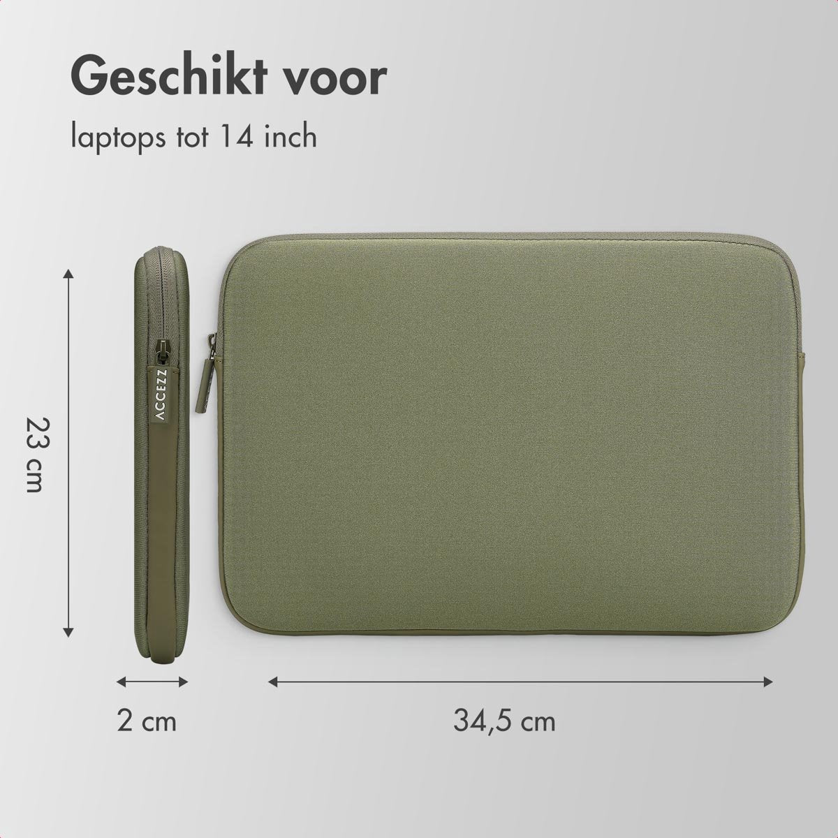 Accezz Laptop sleeve - Laptop Hoes geschikt voor 13 / 13.3 / 13.6 / 14 / 14.2 inch - Donkergroen - afbeelding 4