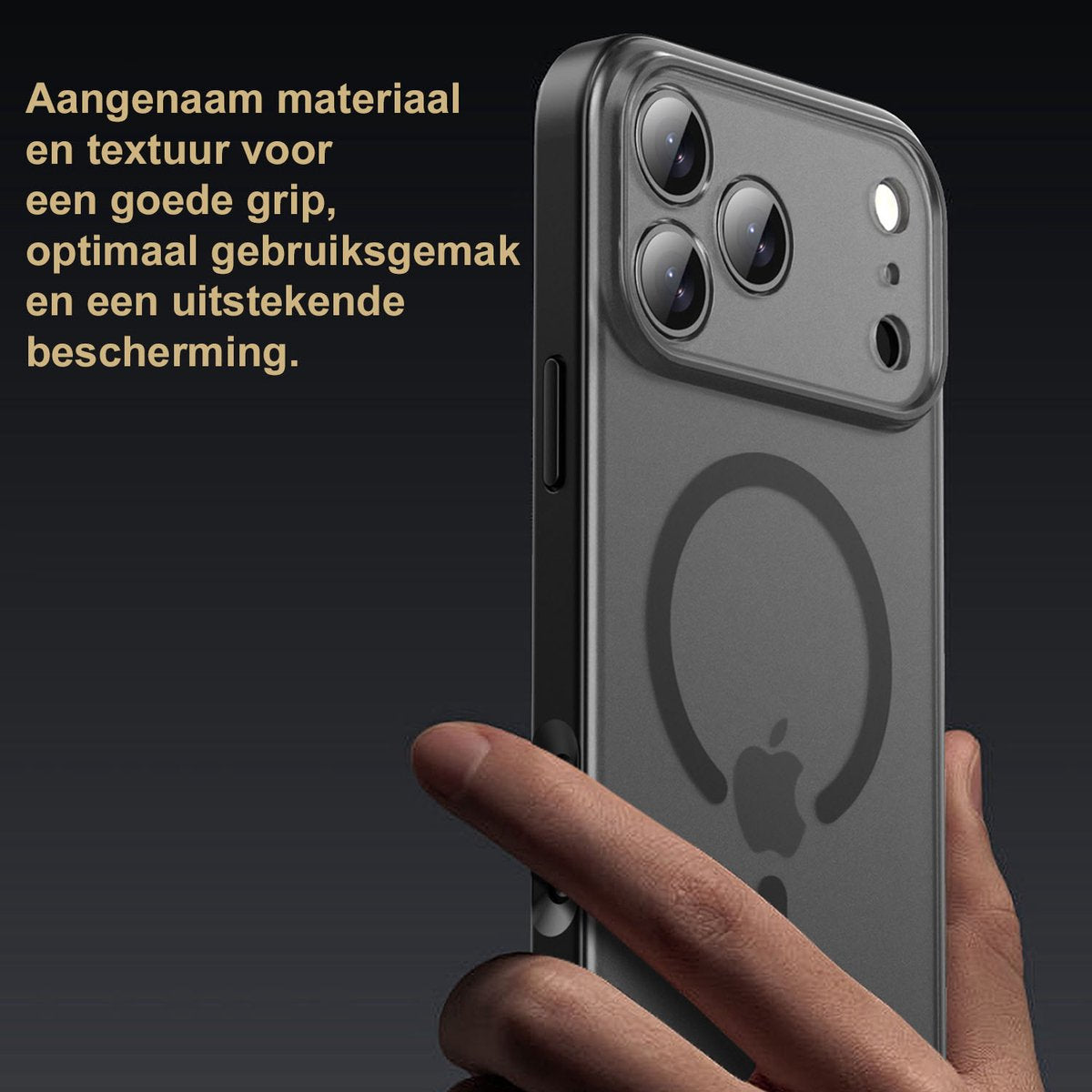 IYUPP Hoesje Geschikt voor iPhone 17 Hoesje - Geschikt voor MagSafe - Shockproof Back Cover - Mat Zwart Transparant - afbeelding 5