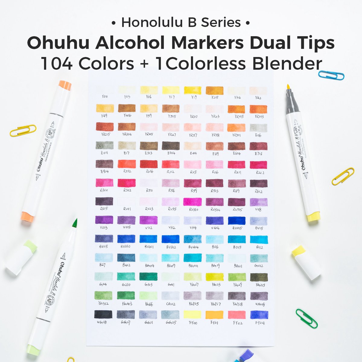 Ohuhu - Honolulu B Brush & Fine - Alcohol Art Markers - 104 kleuren - afbeelding 4