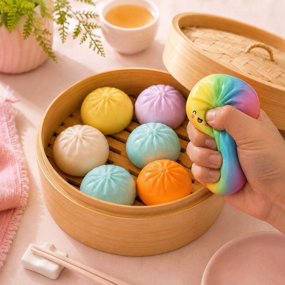 Jeppies® Squishy Dumpling - Squishy - Stressbal - Fidget Toy - 1 Stuk - Rainbow - afbeelding 5