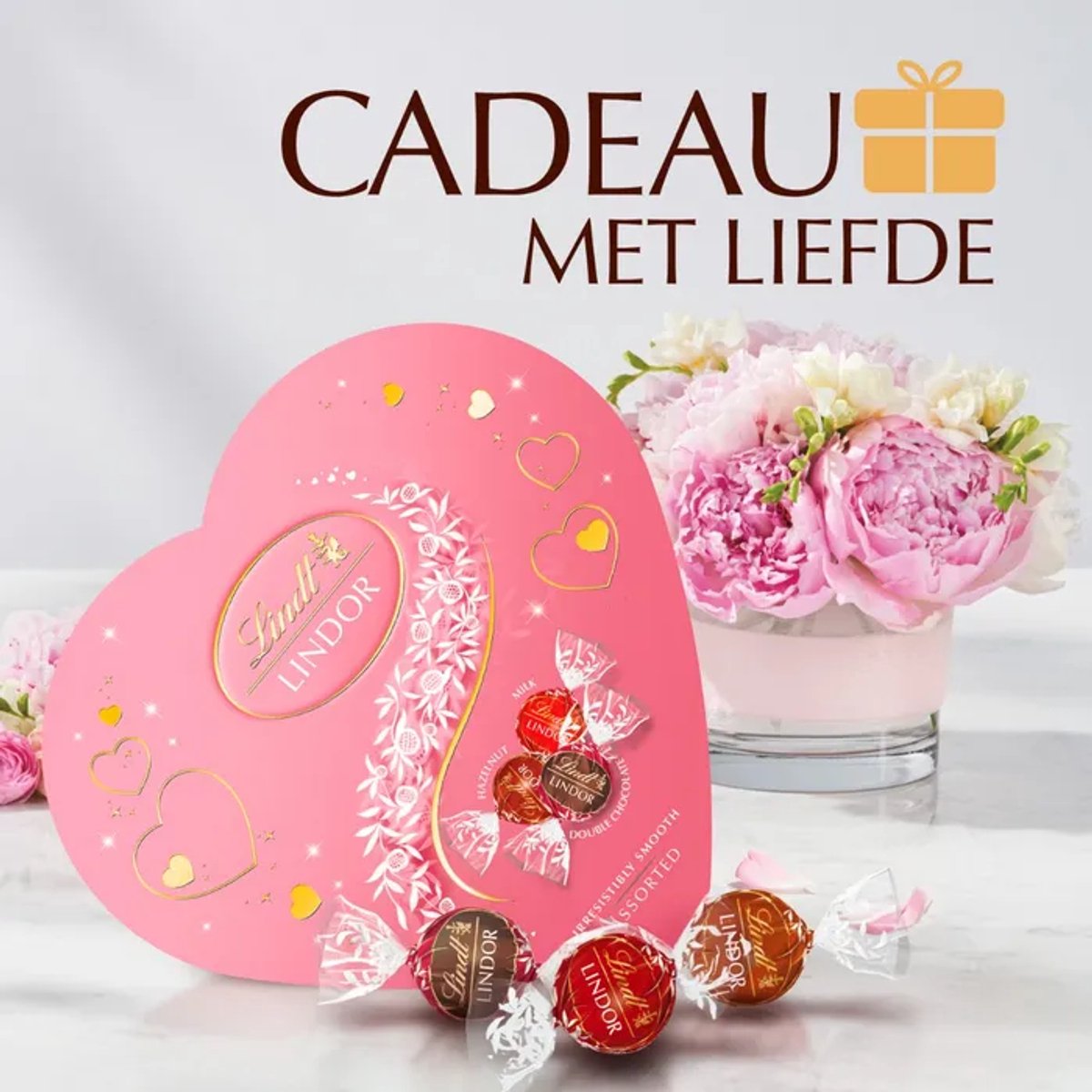 Lindt LINDOR Roze Hart gemengde chocolade Bonbons 160 gram - Chocolade Cadeau - Premium cadeauverpakking - afbeelding 4