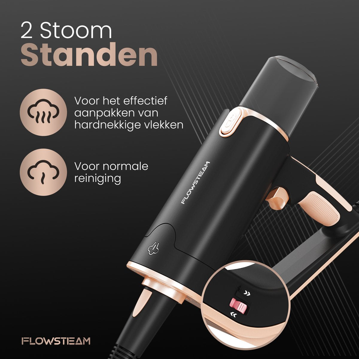 FLOWSTEAM® Luxe Stoomreiniger - 13 Opzetstukken - 120° Stoom – Tapijtreiniger – Vlekkenreiniger – Zetelreiniger - Handstoomreiniger – 5M Snoer - Inclusief 2 Microvezeldoekjes - afbeelding 2