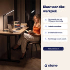 Stane Dubbele Bureaulamp LED Dimbaar - 2 Draaibare Lampenkoppen - 5 Lichtkleuren (2700K-6000K) - Touchbediening - USB Oplader - Tafellamp - Werklamp - Zwart - afbeelding 2