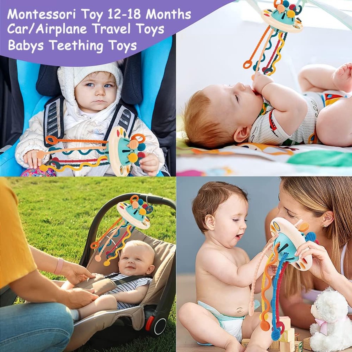 Casalora Montessori Speelgoed vanaf Baby 1 2 3 4 jaar - Educatief speelgoed voor baby's - Kinderspeelgoed Onderweg - Baby Speelgoed 6 7 8 9 10 Maanden - Ophangbaar - Baby-bijtspeeltjes - Baby sensorisch speelgoed - afbeelding 4