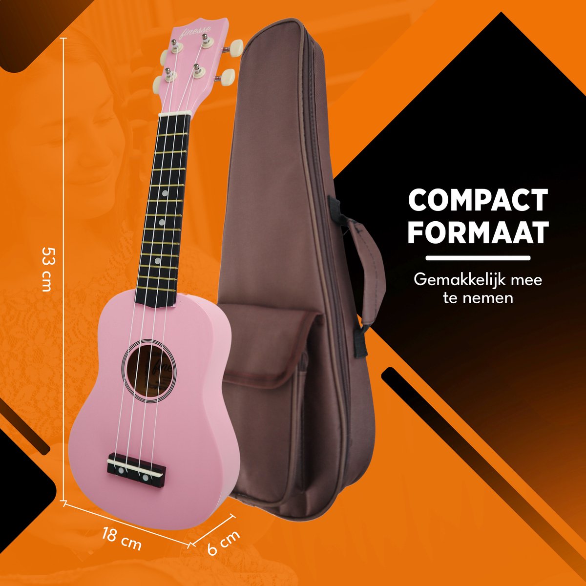 Finesse Ukelele - Starterset - 21" - Ukulele - Kind - Muziekinstrument - Roze - afbeelding 3