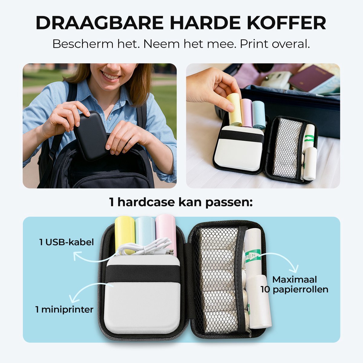 Agodeo Mini Printer - 300 DPI - Pocket Printer - Fotoprinter voor Mobiel - afbeelding 4
