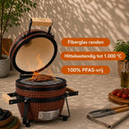 Barero Kamado BBQ - 13 inch houtskool barbecue - inclusief onderstel - Egg met Accesoires - Rood - PFAS-vrij - afbeelding 4