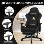 Gaming stoel - luxe imitatie suède Gamestoel- ergonomische bureaustoel met voetensteun - hoofdsteun en lendenkussen-3D armleuningen-90-155 graden rugleuning-zwart - afbeelding 4