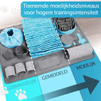 Snuffelmat Hond met 10 functies - Denkspel Hond - Blauw en Grijs - afbeelding 2