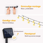 Happy Goods Solar Tuinverlichting op Zonneenergie - 100 LED 2x50 Lichtsnoer Buiten - 10 m Verlicht en 4 m Snoer - Buitenverlichting Lichtslinger - Lichtsnoeren - afbeelding 4