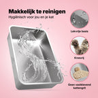 Jake and Jacky RVS Kattenbak - Kattentoilet Roestvrijstaal - Incl. Kattenbakschep met Houder en Gritopvang Opstapje - 2 in 1 Open Kattenbak met Afneembare Deksel - 60x40x38cm - Zwart - afbeelding 4