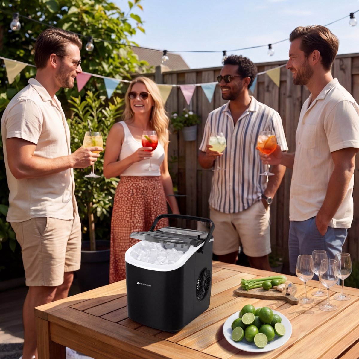 KitchenBrothers IJsblokjesmachine - 1.2L - 12kg/24 uur - IJsblokjesmaker - IJsschep - Draagbaar – Zelfreinigingsfunctie - Zwart - afbeelding 5