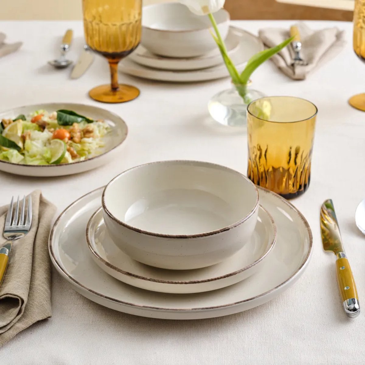 BAVARY 24-delig Beige Keramisch Servies - 6 persoons - afbeelding 1