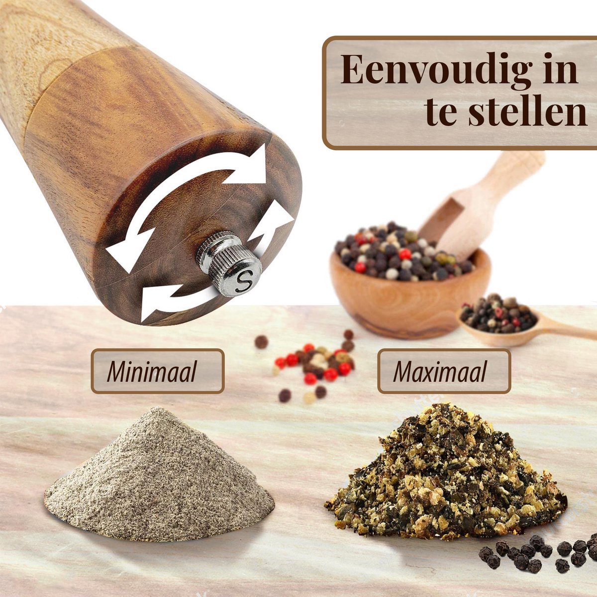Dieux® - Peper en Zoutmolen set - 22CM - Pepermolen - afbeelding 3