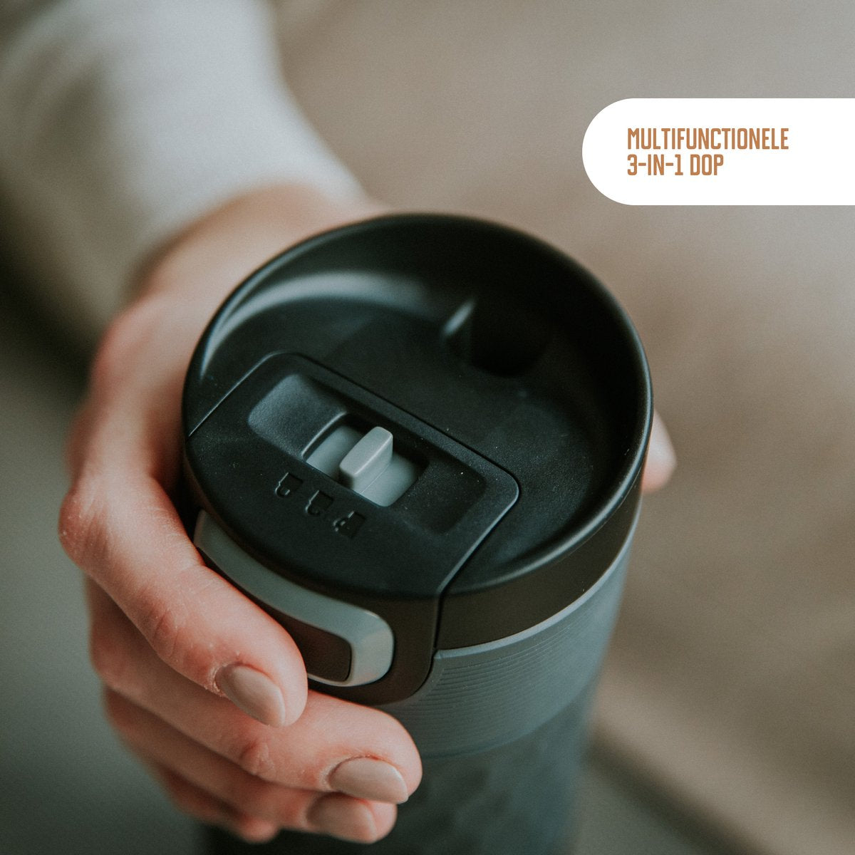 Kambukka Etna Grip Thermosbeker 500 ml - makkelijk reinigen - lekvrije Koffiebeker - Black Steel - afbeelding 4