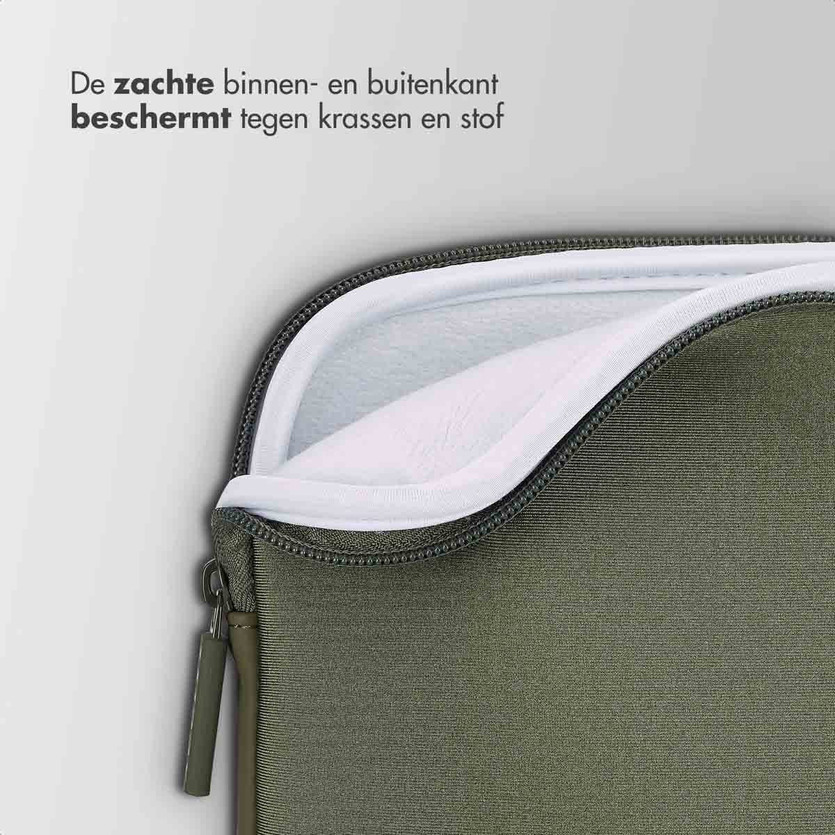Accezz Laptop sleeve - Laptop Hoes geschikt voor 13 / 13.3 / 13.6 / 14 / 14.2 inch - Donkergroen - afbeelding 2
