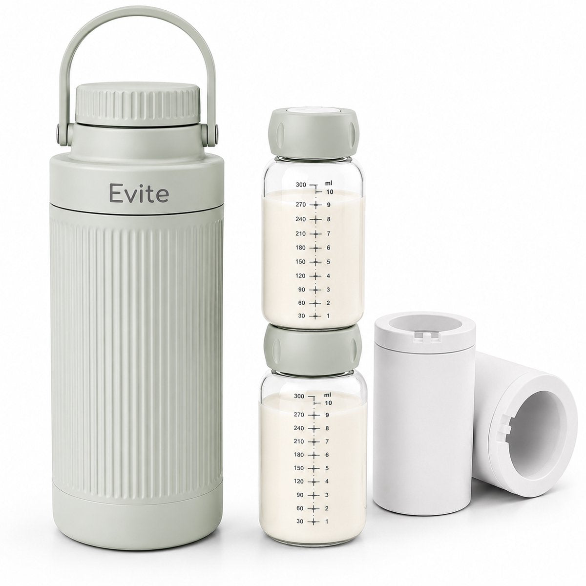 Evite Draagbare Melkkoeler - 700 ml - Ideaal voor Onderweg, Werk & Reizen - RVS - Inclusief 2 BPA-Vrij Bewaarflessen - 24u Koeling - afbeelding 1