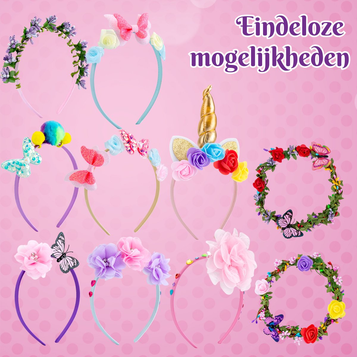 Vaive Haarband Knutselset 54-delig - Maak 10 Haarbanden - Diadeem Knutselen voor Meisjes - Sieraden Maken - afbeelding 5