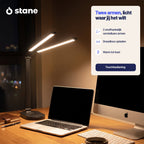 Stane Dubbele Bureaulamp LED Dimbaar - 2 Draaibare Lampenkoppen - 5 Lichtkleuren (2700K-6000K) - Touchbediening - USB Oplader - Tafellamp - Werklamp - Zwart - afbeelding 5