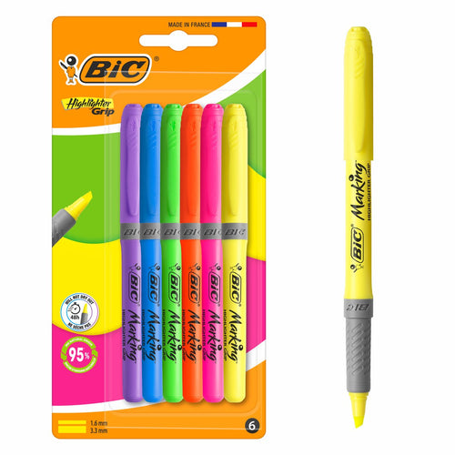 BIC Highlighter Grip - Markeerstiften - 6 Kleuren - afbeelding 1