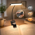 Sounix LED Leeslampje voor Boek met Klem - 315° draaibaar Leeslamp - 24 LED - Boeklampje met 3 Lichtstanden - Oplaadbare boeklamp USB - Dimbaar - Zwart - afbeelding 1