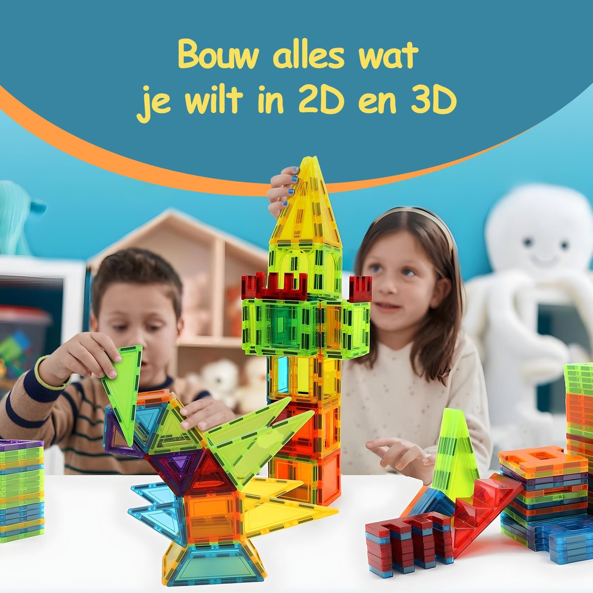 Olvy Magnetic Tiles - 120 magnetische tegels - afbeelding 4